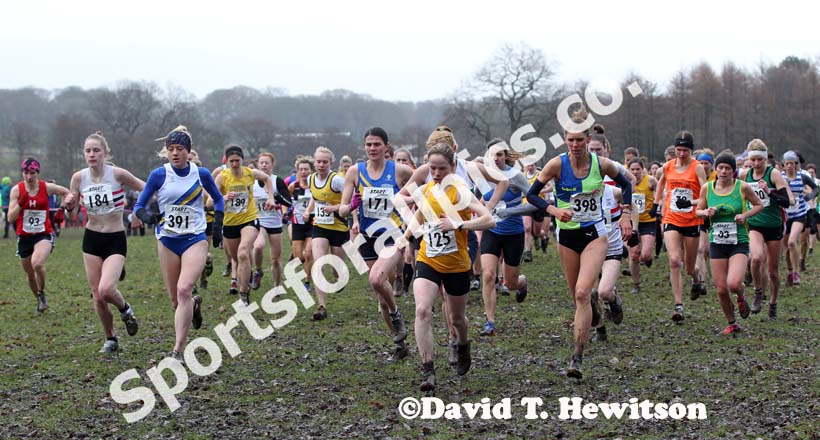 Soon after the start of the senior womens Northern Cross Country Champs, Knowsley Safari Park. Photo: David T. Hewitson/Sports for All Pics